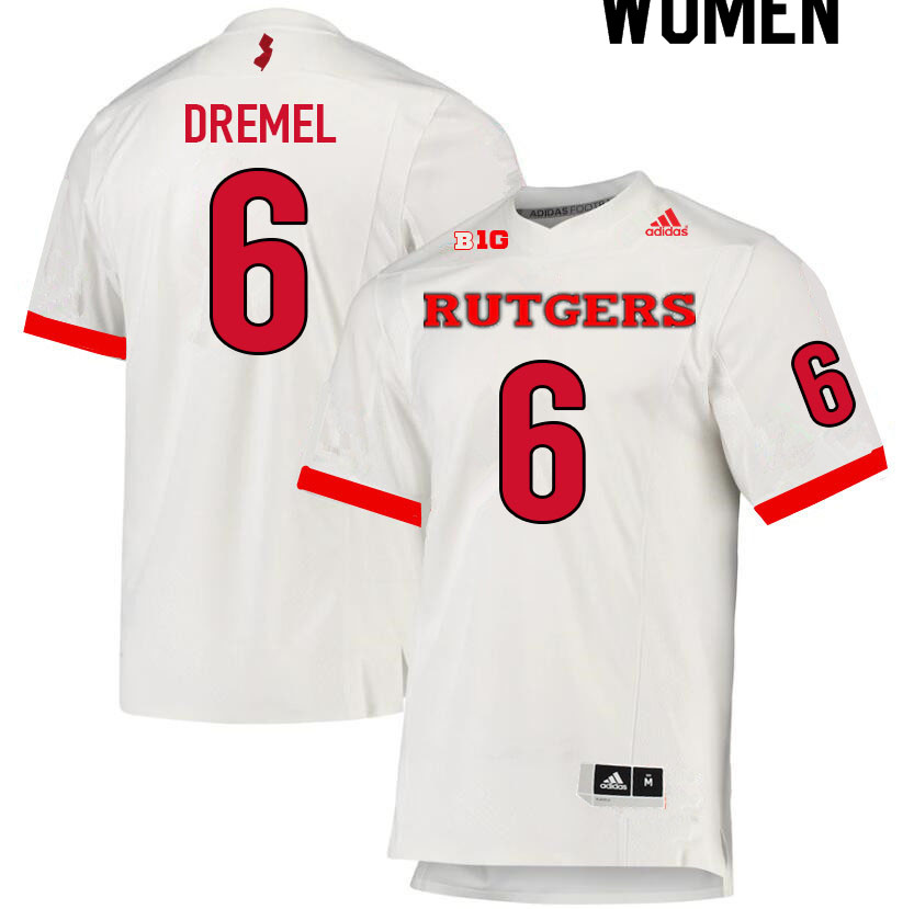 Women #6 Christian Dremel Rutgers Scarlet Knights College Football Jerseys Sale-White - Click Image to Close